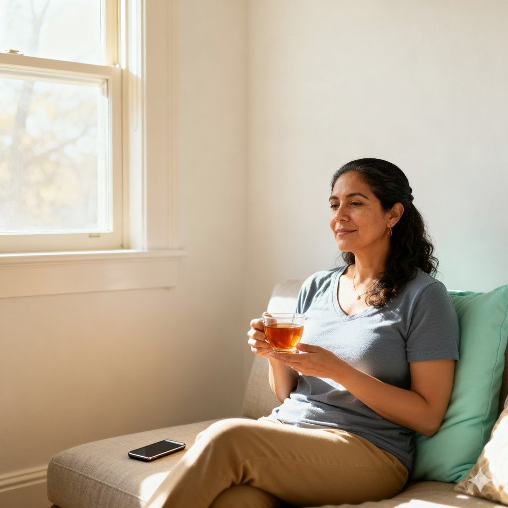 Mujer feliz y relajada